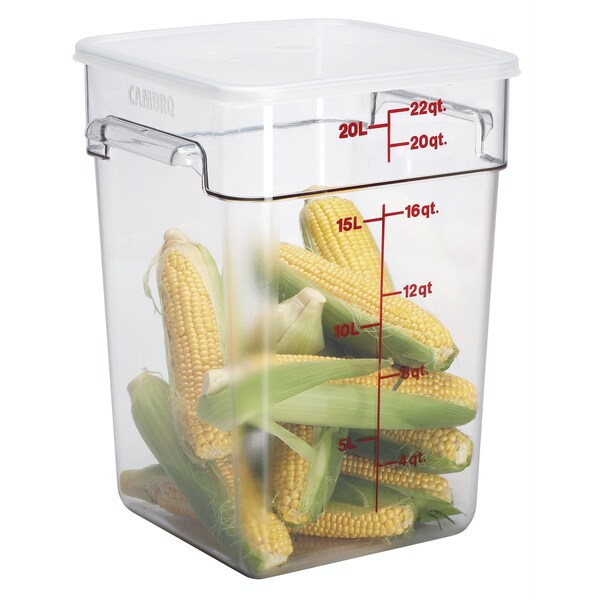 Cambro Cambro - Camsquare Food Container, W/Handles, 22 Qt., 11-1/4x12-1/4x15-3/4, Clear 22SFSCW135 - main